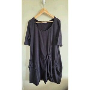 Luukaa Women's Black Midi Dress Size 4 Cotton Relaxed Fit Different Size Balloon